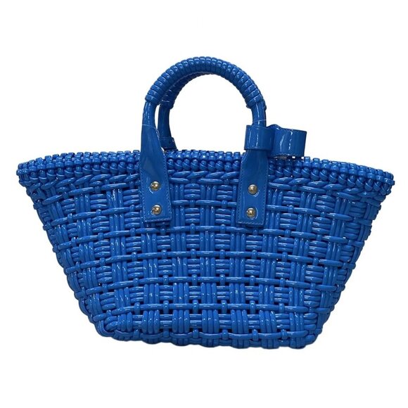 Auth BALENCIAGA Bistro XS Basket 671342 Blue Polyurethane Polyester Cotton - Picture 3 of 16